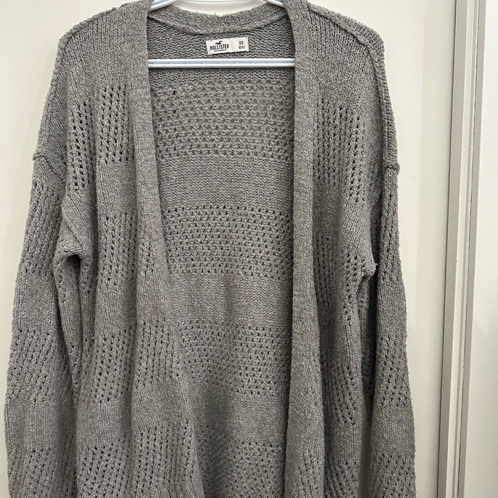 Hollister Gray Chunky Knit Cardigan Sweater
